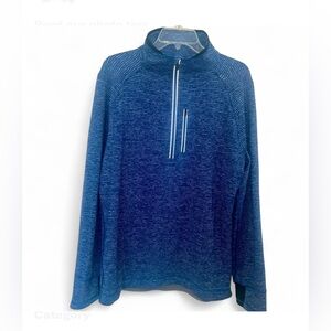 Lululemon Men’s Large 1/2 Zip Pullover Blue Striped Cypress Run Reflective Rulu